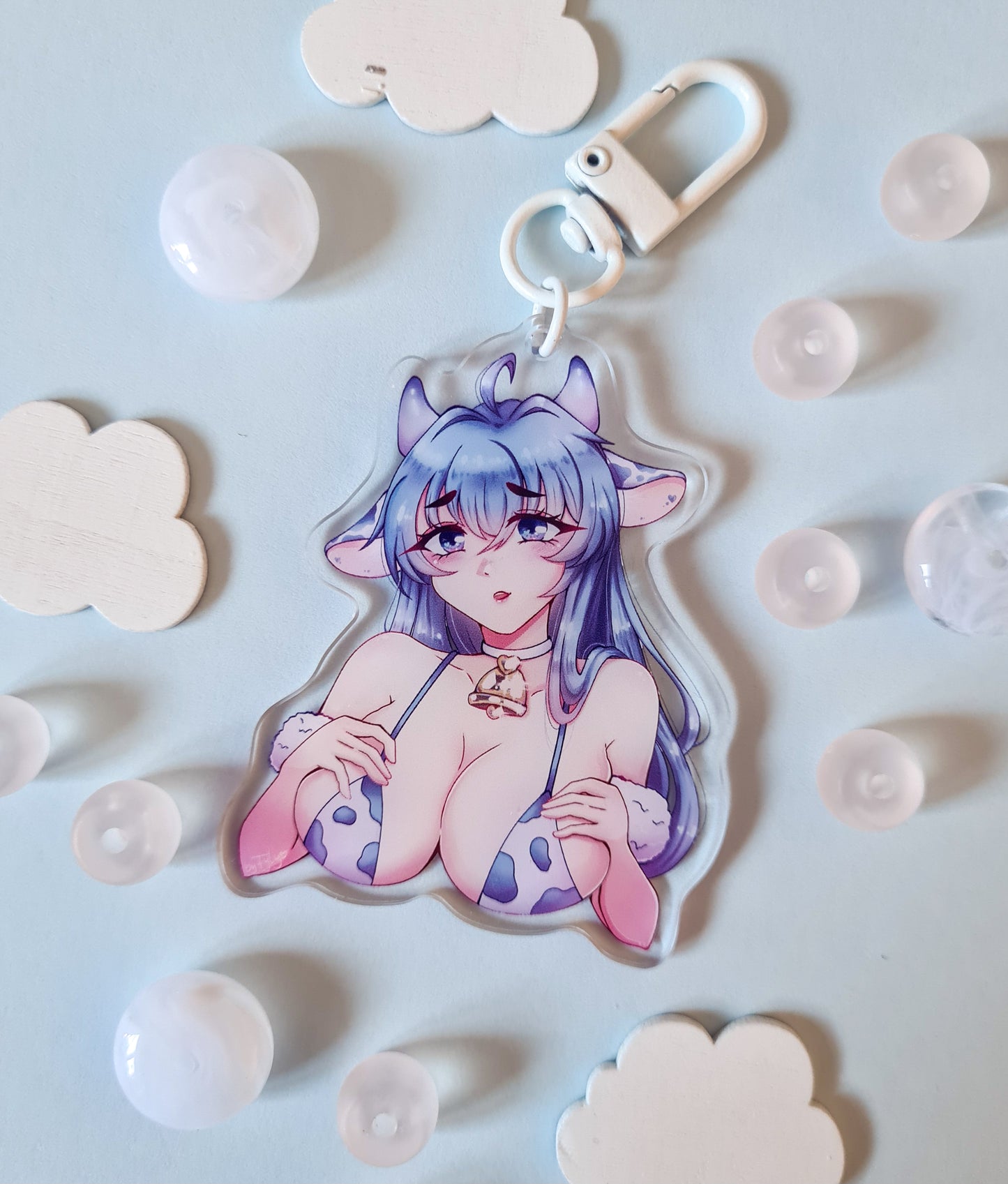 Blue Cow Milk Keychain