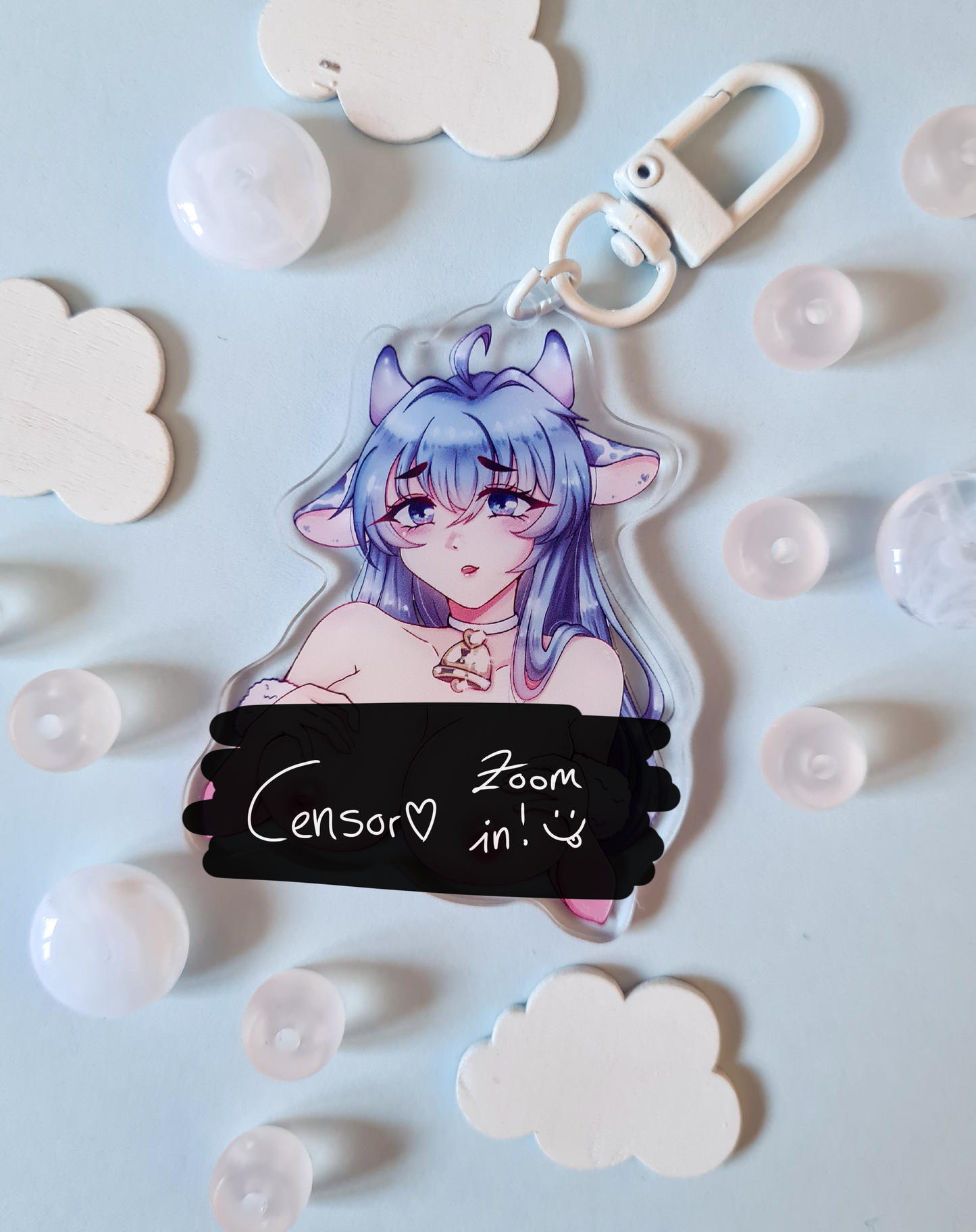 Blue Cow Milk Keychain